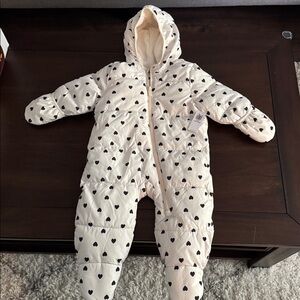 Old Navy Cream Heart-Patterned Kids Jacket